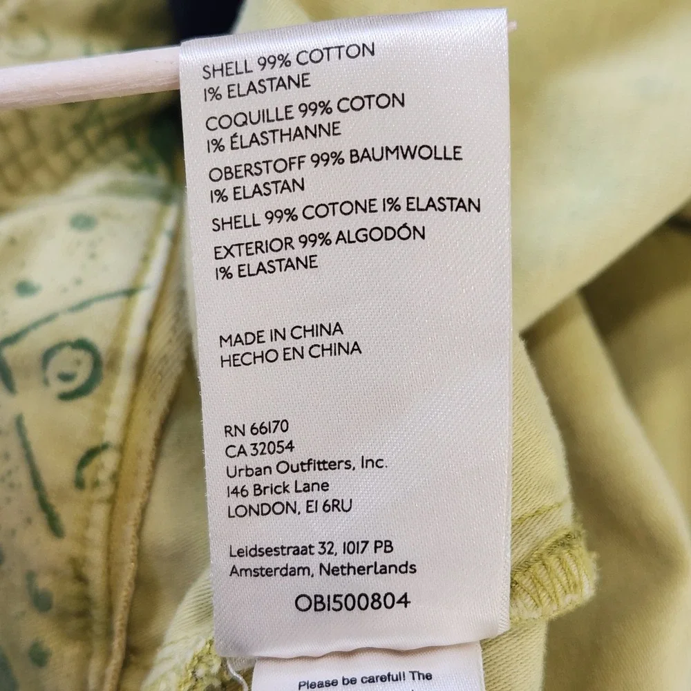PILCRO The Wanderer Women's Size 27 Floral Print‎ Pants Boho Style Yellow Green